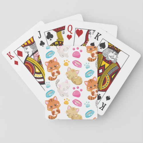 Pattern Of Cats Cute Cats Kitty Kittens Paws Poker Cards