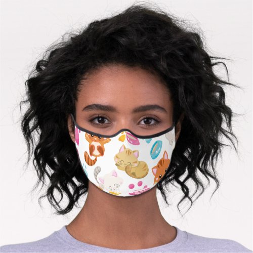 Pattern Of Cats Cute Cats Kitty Kittens Paws Premium Face Mask