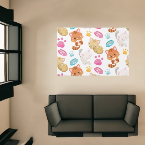 Pattern Of Cats Cute Cats Kitty Kittens Paws Rug