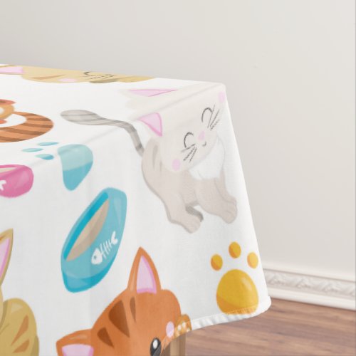 Pattern Of Cats Cute Cats Kitty Kittens Paws Tablecloth