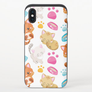 Pattern Of Cats, Cute Cats, Kitty, Kittens, Paws iPhone X Slider Case