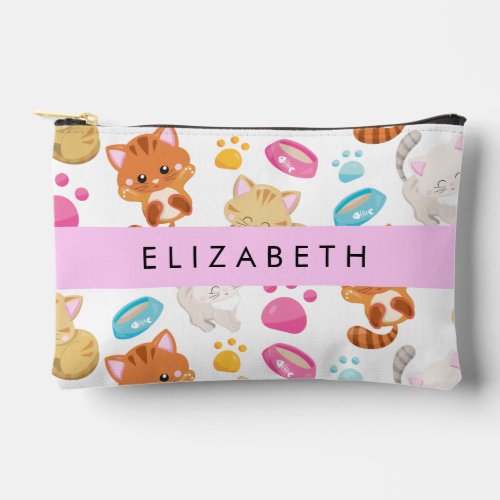 Pattern Of Cats Cute Cats Kitty Paws Your Name Accessory Pouch