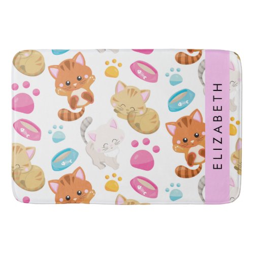 Pattern Of Cats Cute Cats Kitty Paws Your Name Bath Mat