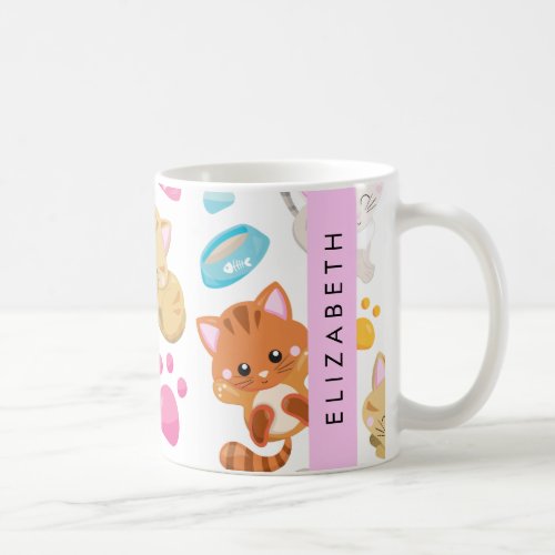 Pattern Of Cats Cute Cats Kitty Paws Your Name Coffee Mug