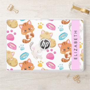 Pattern Of Cats, Cute Cats, Kitty, Paws, Your Name HP Laptop Skin