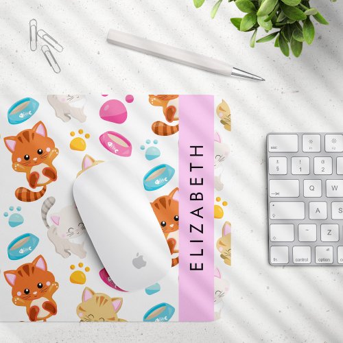 Pattern Of Cats Cute Cats Kitty Paws Your Name Mouse Pad