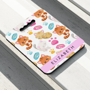 Pattern Of Cats, Cute Cats, Kitty, Paws, Your Name Seat Cushion