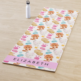 Pattern Of Cats, Cute Cats, Kitty, Paws, Your Name Yoga Mat
