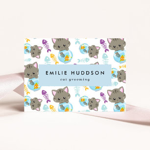 Pattern Of Cats, Pet Shop, Cat Sitter, Cat Groomer Business Card