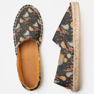 Pattern Of Colorful Birds And Sakura Buds Espadrilles
