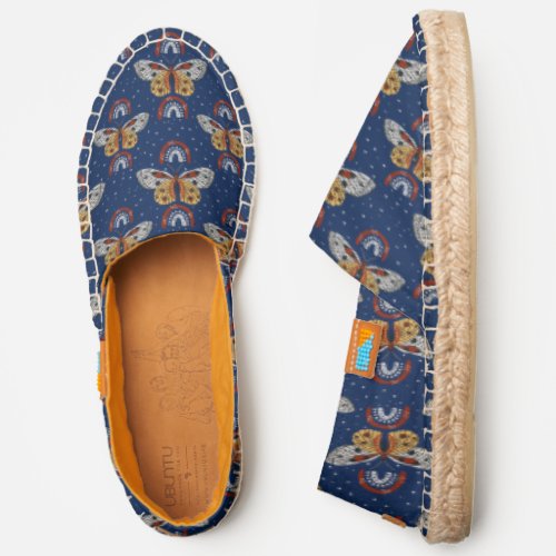 Pattern Of Colorful Butterfly And Chic Rainbows Espadrilles