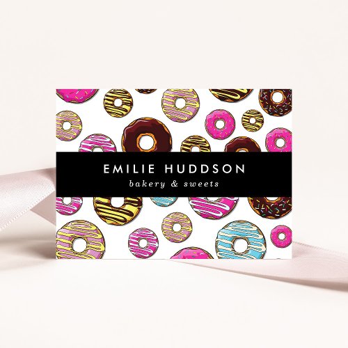 Pattern Of Colorful Donuts Cake Shop Pastry Shop Business Card