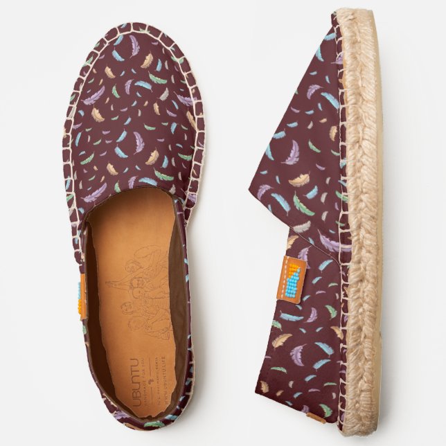 Pattern Of Colorful Feathers Espadrilles (Side)