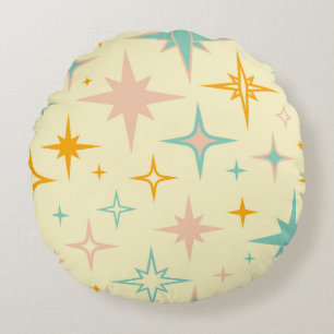 Pattern of colorful retro stars round pillow
