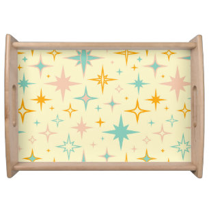 Pattern of colorful retro stars serving tray