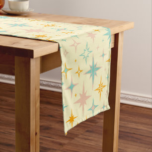 Pattern of colorful retro stars short table runner