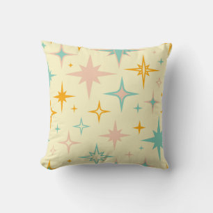Pattern of colorful retro stars throw pillow