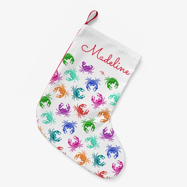 Pattern Of Crabs | Add Your Name Small Christmas Stocking (Front (Hanging))