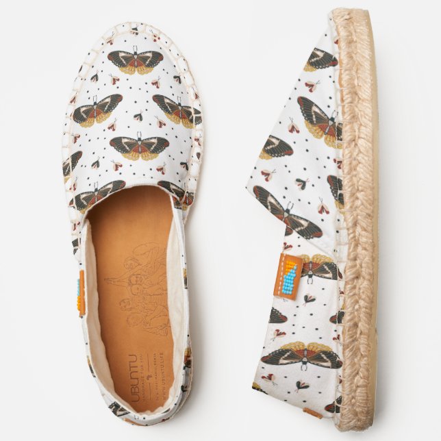 Pattern Of Dark Butterfly On White Espadrilles (Side)