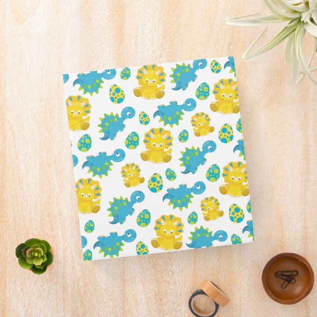 Pattern Of Dinosaurs, Cute Dinosaurs, Baby Dino 3 Ring Binder (In Situ)