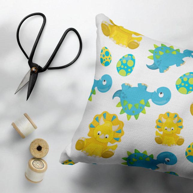 Pattern Of Dinosaurs, Cute Dinosaurs, Baby Dino Accent Pillow (Creator Uploaded)
