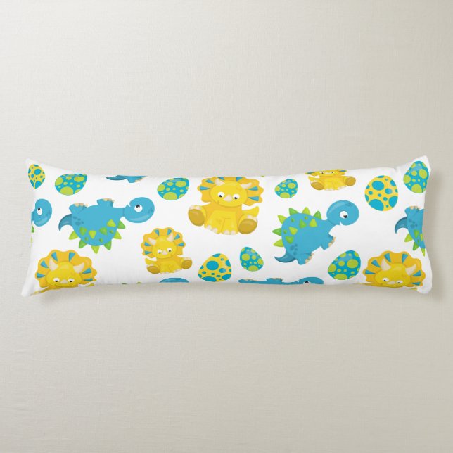 Pattern Of Dinosaurs, Cute Dinosaurs, Baby Dino Body Pillow (Front)