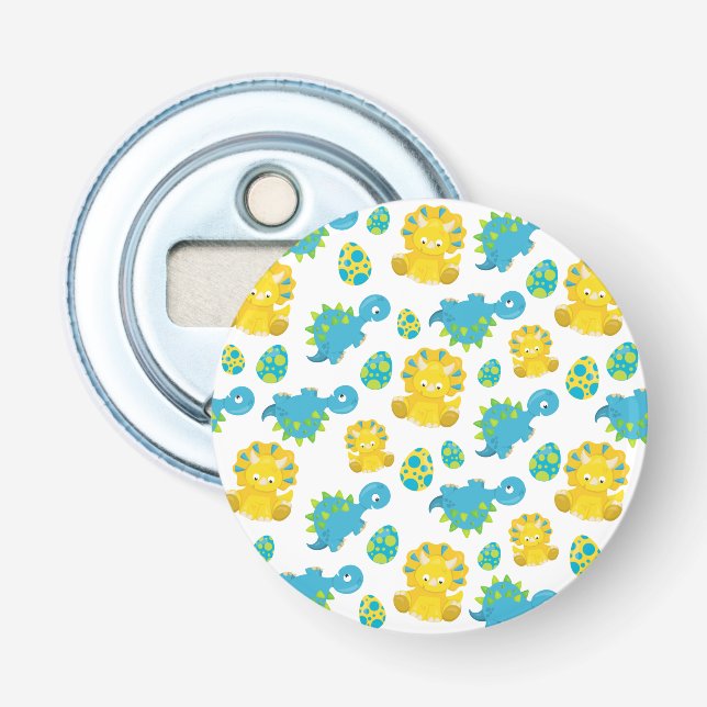 Pattern Of Dinosaurs, Cute Dinosaurs, Baby Dino Bottle Opener (Front)