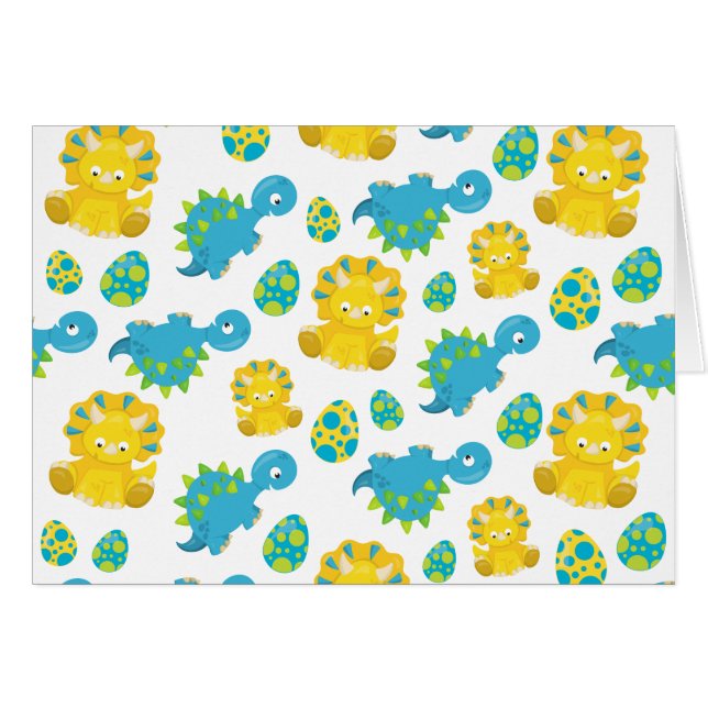 Pattern Of Dinosaurs, Cute Dinosaurs, Baby Dino Cards (Front Horizontal)