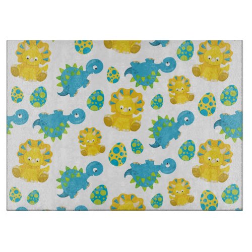 Pattern Of Dinosaurs Cute Dinosaurs Baby Dino Cutting Board