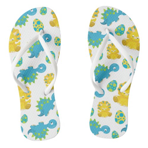 Pattern Of Dinosaurs Cute Dinosaurs Baby Dino Flip Flops