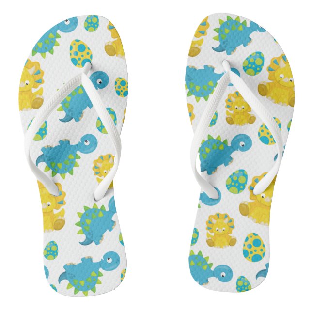 Pattern Of Dinosaurs, Cute Dinosaurs, Baby Dino Flip Flops (Footbed)