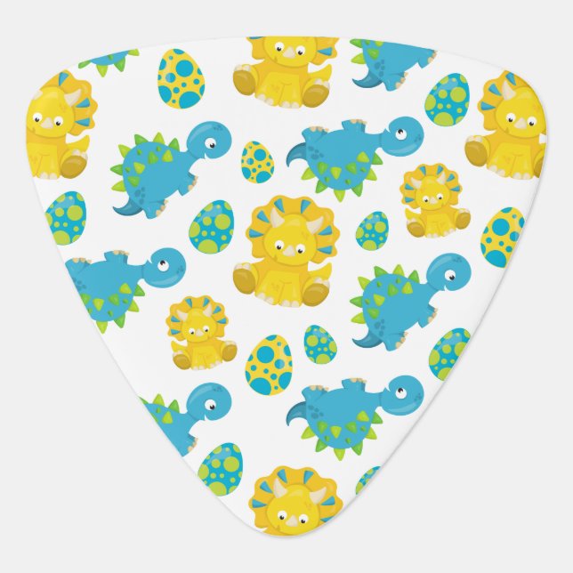 Pattern Of Dinosaurs, Cute Dinosaurs, Baby Dino Guitar Pick (Front)