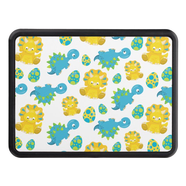 Pattern Of Dinosaurs, Cute Dinosaurs, Baby Dino Hitch Cover (Front)