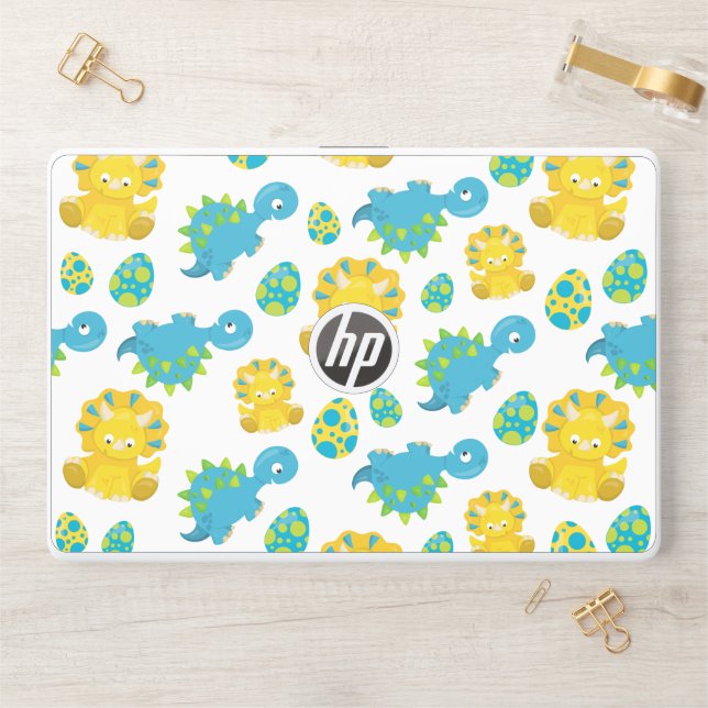 Pattern Of Dinosaurs, Cute Dinosaurs, Baby Dino HP Laptop Skin (Desk)
