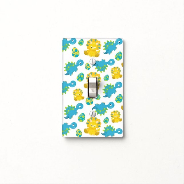 Pattern Of Dinosaurs, Cute Dinosaurs, Baby Dino Light Switch Cover (In Situ)