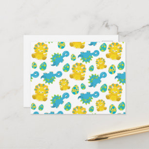 Pattern Of Dinosaurs, Cute Dinosaurs, Baby Dino Postcard
