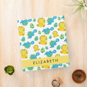 Pattern Of Dinosaurs, Cute Dinosaurs, Your Name 3 Ring Binder