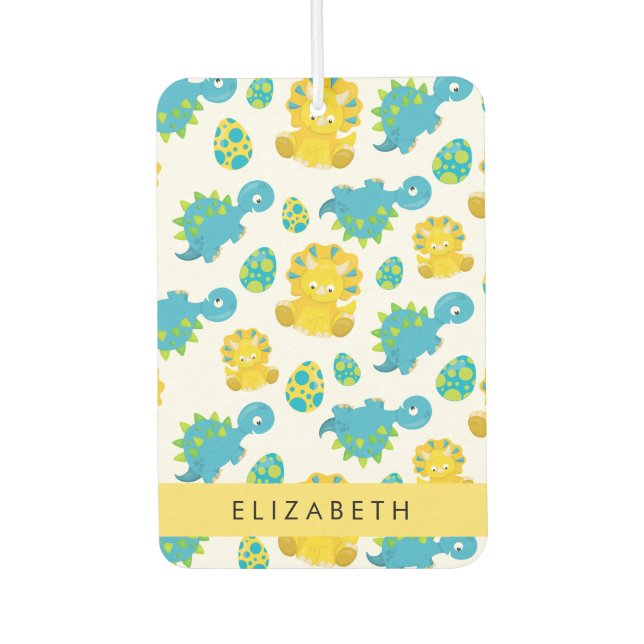 Pattern Of Dinosaurs, Cute Dinosaurs, Your Name Air Freshener (Front)