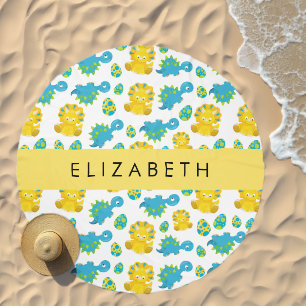 Pattern Of Dinosaurs, Cute Dinosaurs, Your Name Beach Towel