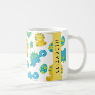 Pattern Of Dinosaurs, Cute Dinosaurs, Your Name Coffee Mug