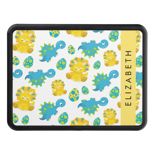 Pattern Of Dinosaurs, Cute Dinosaurs, Your Name Hitch Cover (Front)