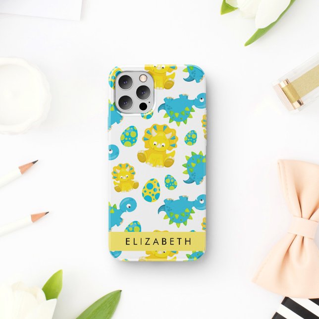 Pattern Of Dinosaurs, Cute Dinosaurs, Your Name iPhone Case (Creator Uploaded)