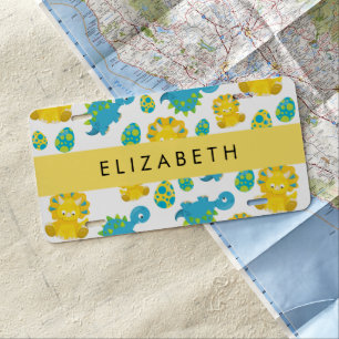 Pattern Of Dinosaurs, Cute Dinosaurs, Your Name License Plate