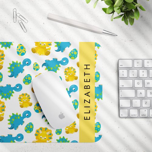Pattern Of Dinosaurs Cute Dinosaurs Your Name Mouse Pad