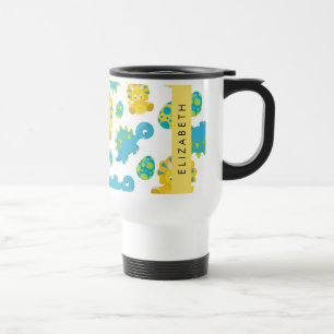 Pattern Of Dinosaurs, Cute Dinosaurs, Your Name Travel Mug