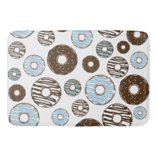 Pattern Of Donuts, Blue Donuts, Brown Donuts Bath Mat