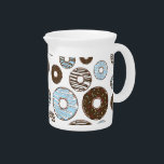 Pattern Of Donuts, Blue Donuts, Brown Donuts Beverage Pitcher<br><div class="desc">Cute,  fun and adorable pattern with blue and brown donuts. Modern and trendy gift,  perfect for the donut lover in your life.</div>
