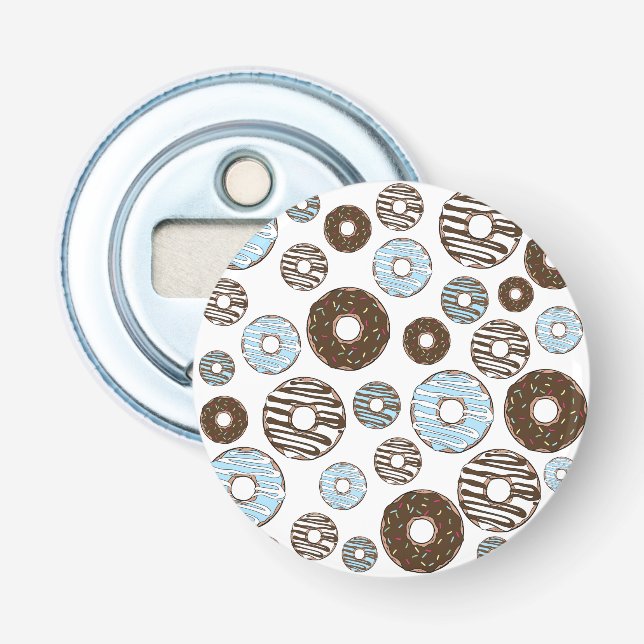Pattern Of Donuts, Blue Donuts, Brown Donuts Bottle Opener (Front)