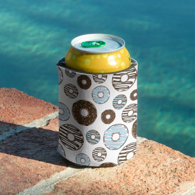 Pattern Of Donuts, Blue Donuts, Brown Donuts Can Cooler (In Situ Pool)