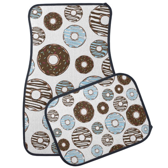 Pattern Of Donuts, Blue Donuts, Brown Donuts Car Floor Mat (Set)